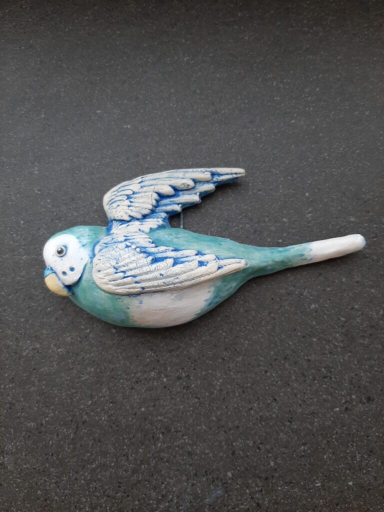 Budgie Aqua Janelle Peterson Ceramics